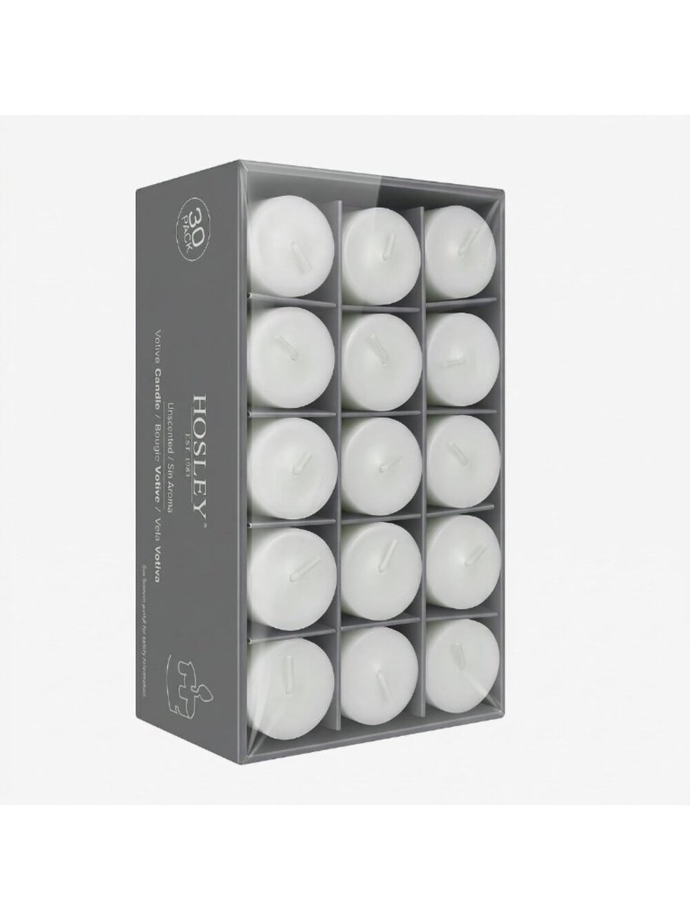 30 Unscented White Votive Candles - Bulk Pack, Clean-Burning, Long-Lasting for